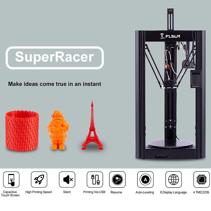 Máy in 3d Delta FLSUN Super Racer khổ in Φ260*330mm